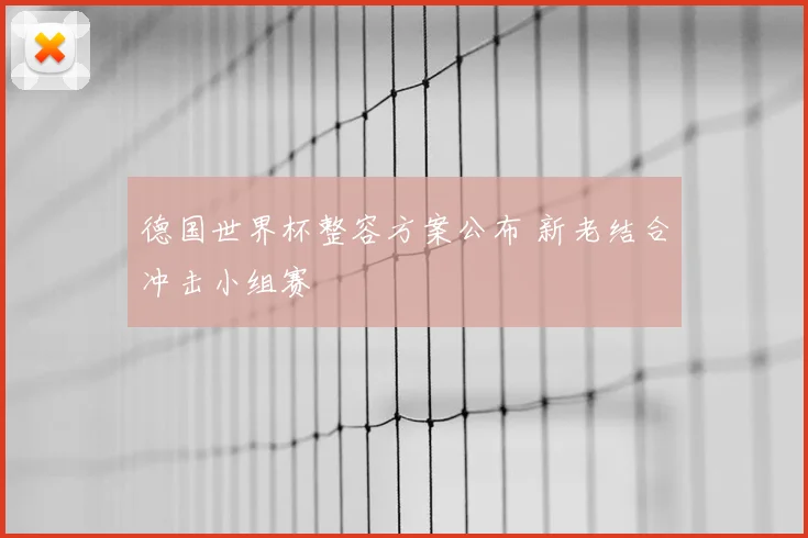 德国世界杯整容方案公布 新老结合冲击小组赛